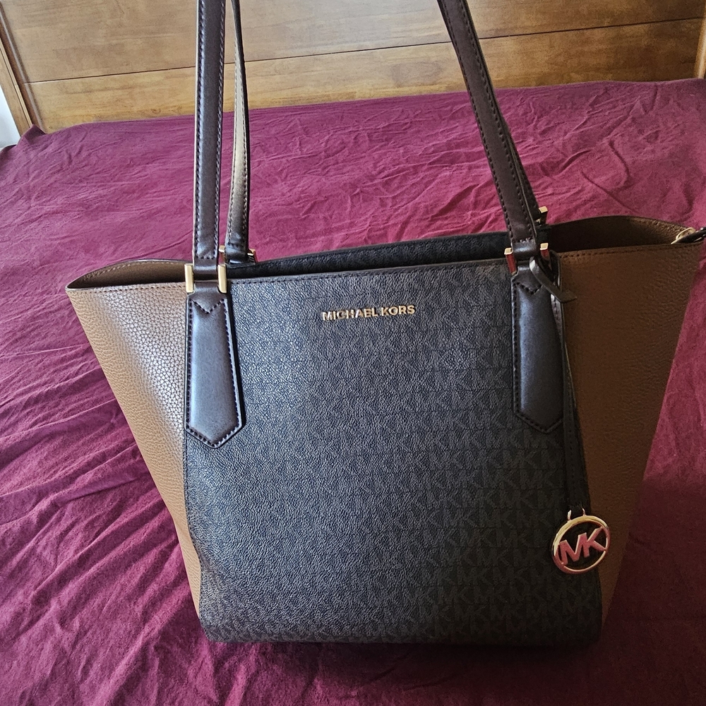Michael Kors Black and Brown Tote Bag